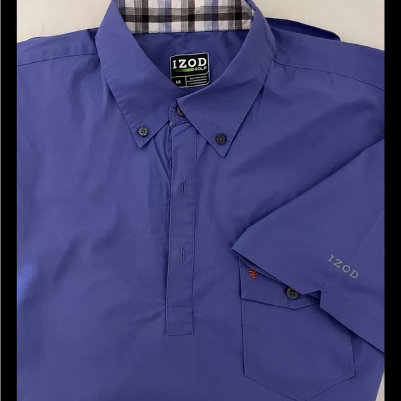 Mens Large IZOD Golf Short Sleeve Polo Shirt 1/4 Button Up - Picture 3 of 5